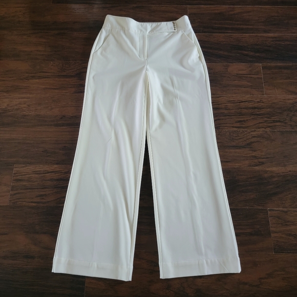 JLO Off-White Wide Leg High Rise Tall Full Length Office‎ Business Pants Size 8 - Picture 1 of 11